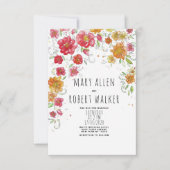 Invitation Mariage chic de pays rose rouge rouge orange (Devant)