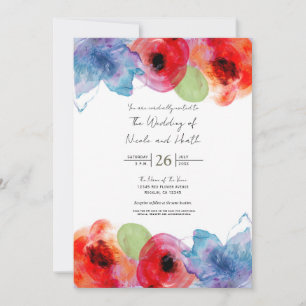 Invitation Mariage Chic de Printemps aux Fleurs Aquarelles Lu