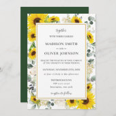 Invitation Mariage Chic de tournesol jaune Floral Gold Frame (Devant / Derrière)