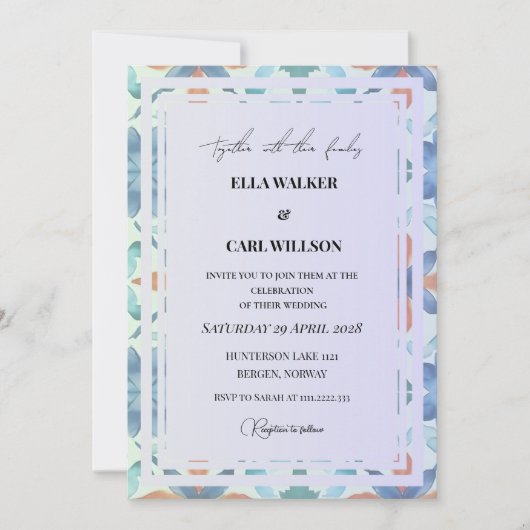 Invitation Mariage Chic d'Été Coloré (Devant)