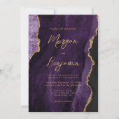Invitation Mariage chic écriture moderne agate violette (Devant)