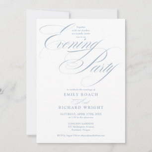 Invitation Mariage chic écriture soirée Dusty Blue