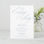 Invitation Mariage chic écriture soirée Dusty Blue (Debout devant)