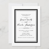 Invitation Mariage chic élégant blanc et noir Couture (Devant)