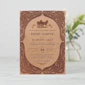 Invitation Mariage Chic en cuir de l'Ouest de l'entraîneur du (Debout devant)