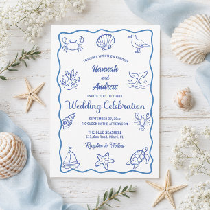 Invitation Mariage Chic et Fantaisiste avec Dessins de Vie Ma