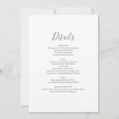 Invitation Mariage chic et simple gris et blanc en une seule (Dos)