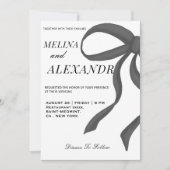 Invitation Mariage chic et tendance Ruban Noir et blanc  (Devant)