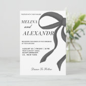 Invitation Mariage chic et tendance Ruban Noir et blanc  (Debout devant)