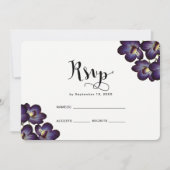 Invitation Mariage Chic Féminin Fleurs Violettes Rsvp (Devant)