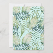 Invitation Mariage chic feuilles vertes tropicales menthe (Dos)