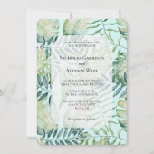 Invitation Mariage chic feuilles vertes tropicales menthe (Devant)