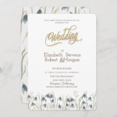 Invitation Mariage Chic Fleur sauvage Snowdrops (Devant / Derrière)