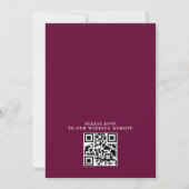 Invitation Mariage chic floral rouge Bourgogne à budget Code  (Dos)