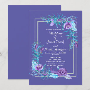 Invitation Mariage Chic Floral Violet Ultra et Aqua