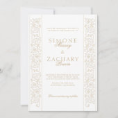 Invitation Mariage Chic Formel Bordure Ecru à Rinceaux (Devant)