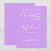 Invitation Mariage Chic Lavande Lilas à Script de Signature (Devant / Derrière)