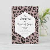 Invitation Mariage Chic Léopard Tachet Noir & Blanc Invit (Debout devant)