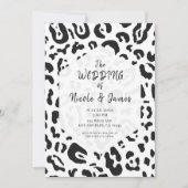 Invitation Mariage chic léopard tachet noir et blanc (Devant)