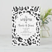 Invitation Mariage chic léopard tachet noir et blanc (Debout devant)