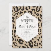 Invitation Mariage chic marron et noir avec imprimé guépard (Devant)