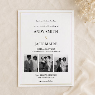 Invitation Mariage Chic Minimaliste Collage Photo à Double Ca
