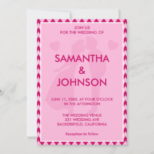 Invitation Mariage Chic Minimaliste Rose Pâle Chevron