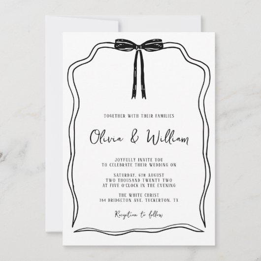 Invitation Mariage chic moderne à main (Devant)
