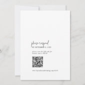 Invitation Mariage chic moderne avec monogramme QR code noir (Dos)