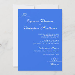 Invitation Mariage chic moderne bleu gras mélange et assorti
