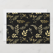 Invitation Mariage chic moderne botanique noir et or (Dos)