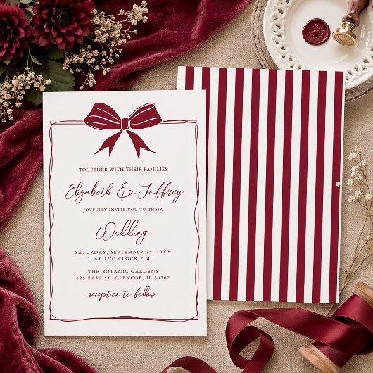 Invitation Mariage Chic Moderne Coquette Arc à main levée