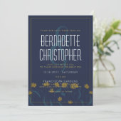 Invitation Mariage Chic Moderne Élégant Simple Bleu Jaune (Debout devant)