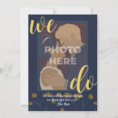 Invitation Mariage Chic Moderne Élégant Simple Bleu Jaune (Dos)