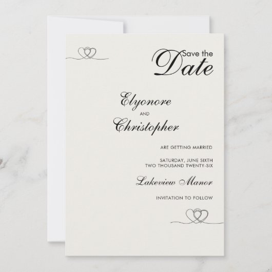 Invitation Mariage Chic Moderne Ivory Save The Date (Devant)