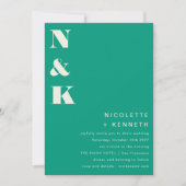 Invitation Mariage Chic Moderne Monogramme Gras Vert Émeraude (Devant)
