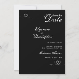 Invitation Mariage Chic Moderne Noir Enregistrez La Date