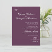 Invitation Mariage chic moderne prune gras (Debout devant)