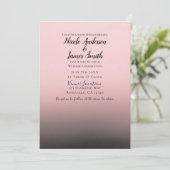 Invitation Mariage Chic Moderne Rose Pâle et Noir Ombré (Debout devant)