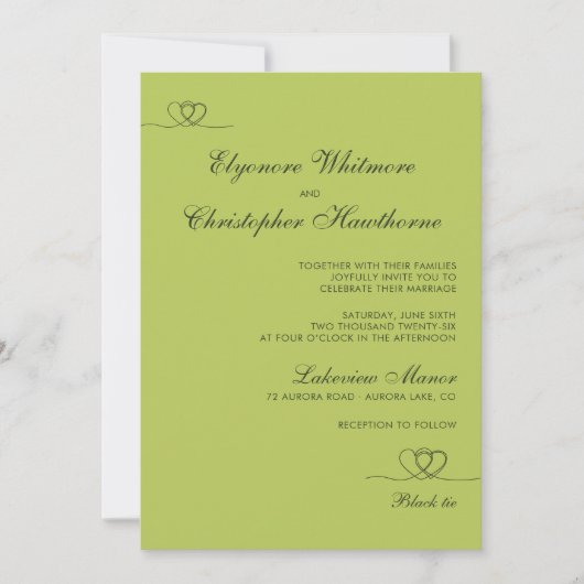 Invitation Mariage chic moderne vert Citrus mélange et assort (Devant)