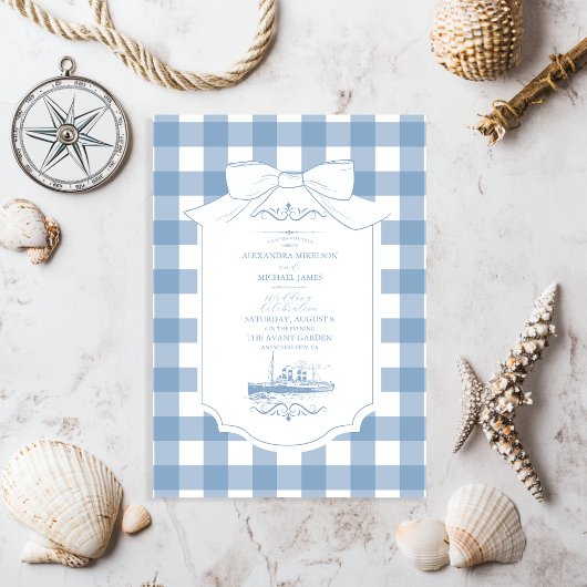 Invitation Mariage Chic Nautique Coquette Bow