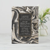 Invitation Mariage Chic Noir Blanc Et Or Moderne (Debout devant)