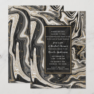 Invitation Mariage Chic Noir Blanc Et Or Moderne