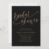 Invitation Mariage Chic Noir & Or Calligraphie (Devant)