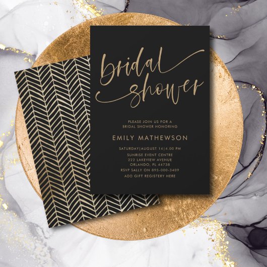 Invitation Mariage Chic Noir & Or Calligraphie