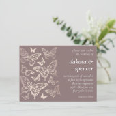 Invitation Mariage chic papillon | Blush Rose Gold Metallic (Debout devant)