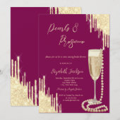 Invitation Mariage Chic Perles Prosecco Dégustation (Devant / Derrière)