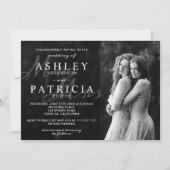 Invitation mariage chic photo élégant moderne noir blanc (Devant)