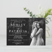 Invitation mariage chic photo élégant moderne noir blanc (Debout devant)