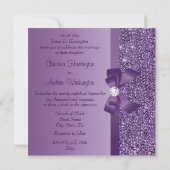 Invitation Mariage Chic Purple Imprimé Séquins Bow & Diamond (Dos)